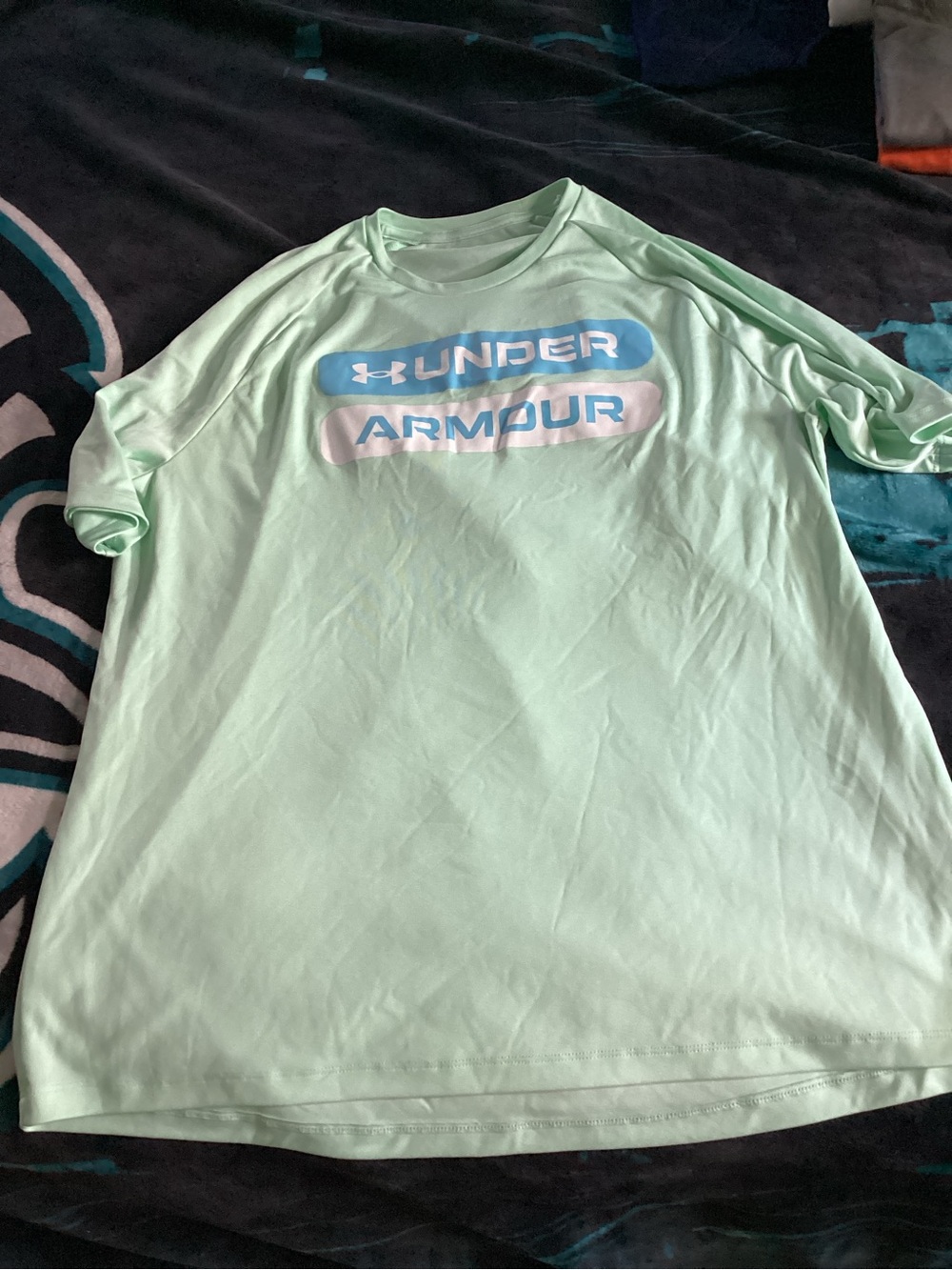 LG Mint Green Short Sleeve Tee with Blue and White Logo